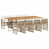Set comedor de jardín 9 pzas con cojines ratán sintético beige 2