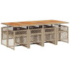 Set comedor de jardín 9 pzas con cojines ratán sintético beige 5