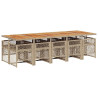 Set comedor de jardín 11 pzas con cojines ratán sintético beige 5
