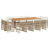 Set comedor de jardín con cojines 13 pzas ratán sintético beige 2