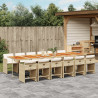 Set comedor de jardín con cojines 13 pzas ratán sintético beige 1