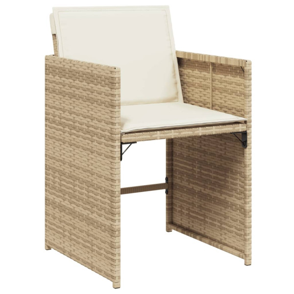 Set comedor de jardín con cojines 13 pzas ratán sintético beige M 5