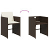 Set comedor para jardín 9 pzas y cojines ratán sintético marrón 5