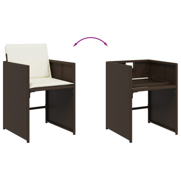 Set comedor de jardín 11 pzas y cojines ratán sintético marrón M 5