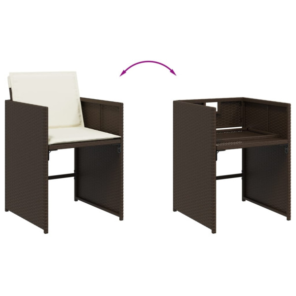 Set muebles de jardín 13 pzas y cojines ratán sintético marrón M 5