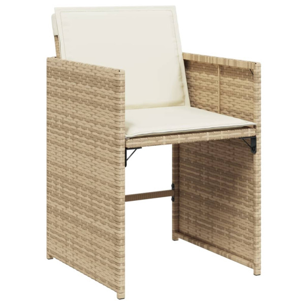 Set comedor de jardín con cojines 13 pzas ratán sintético beige M 3
