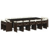 Set comedor de jardín y cojines 15 pzas ratán sintético marrón 2