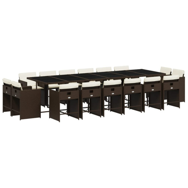 Set de muebles jardín 17 pzas y cojines ratán sintético marrón M 2