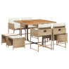 Set comedor de jardín 9 pzas con cojines ratán sintético beige 2