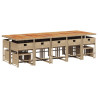 Set comedor de jardín con cojines 15 pzas ratán sintético beige 3