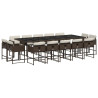 Set comedor de jardín y cojines 15 pzas ratán sintético marrón 2