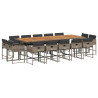 Set comedor de jardín con cojines 15 pzas ratán sintético gris 2