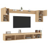 Muebles TV pared con LED 6 pzas madera ingeniería roble Sonoma 5