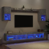 Muebles TV pared con LED 6 pzas madera ingeniería gris hormigón 1