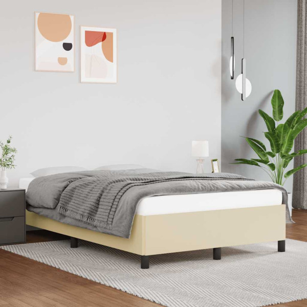 Estructura de cama sin colchón cuero sintético crema 120x190 cm D