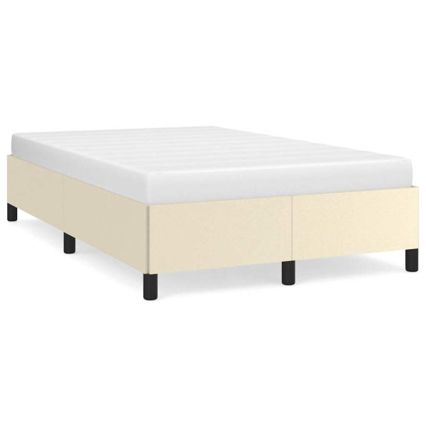 Estructura de cama sin colchón cuero sintético crema 120x190 cm M 2
