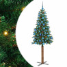 Árbol de Navidad Delgado con 300 LED con soporte Verde 180 cm 2
