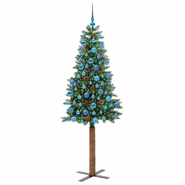 Árbol de Navidad Delgado con 300 LED con soporte Verde 180 cm M 3