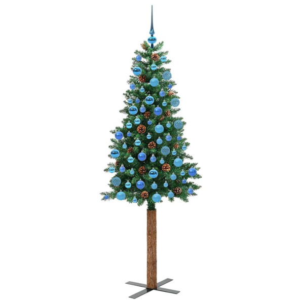 Árbol de Navidad Delgado con 300 LED con soporte Verde 180 cm M 4