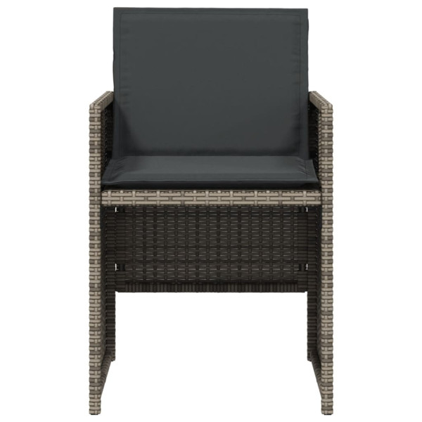 Set comedor de jardín 5 piezas con cojines ratán sintético gris M 5