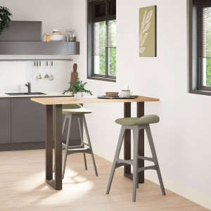 Patas para mesa de bar en forma de U (2 unidades. acero natural. 50 x 100-101 cm) H