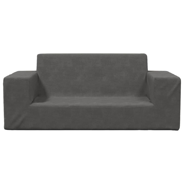 Sofá para niños de 2 plazas de felpa suave gris antracita M 3