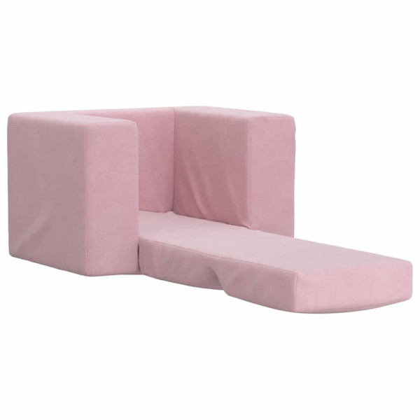 Sofá cama para niños felpa suave rosa M 4