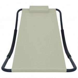 Espreguiçadeira de jardim 200x90 cm aço creme H