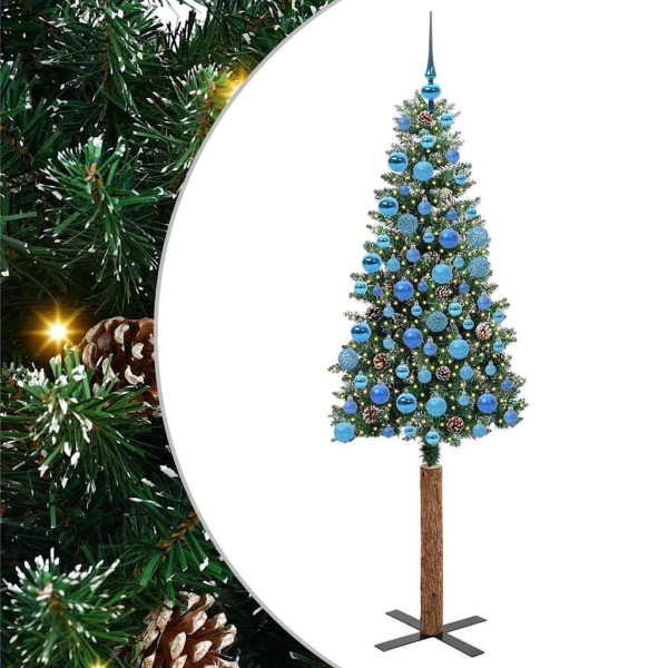 Árbol de Navidad Delgado con 300 LED con soporte Verde y 180 cm M 2