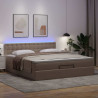 Cama otomana colchón y LED cuero sintético capuchino 160x200cm 3