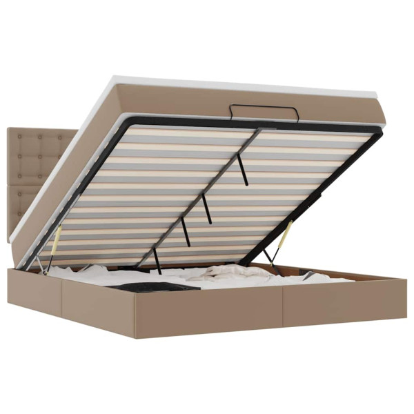 Estructura cama otomana colchón cappucino cuero sintético M 2