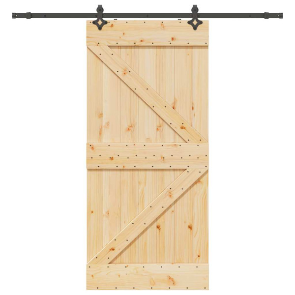 Puerta corredera con herrajes madera maciza de pino 100x210 cm D
