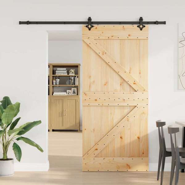 Puerta corredera con herrajes madera maciza de pino 100x210 cm M 3