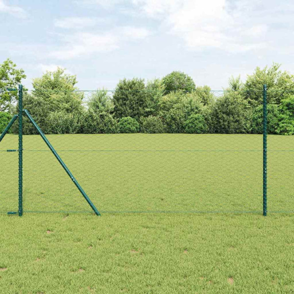 Reja con postes Verde 1.4 x 25 m Acero recubierto de PVC D