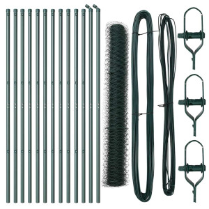 Reja con postes Verde 1.4 x 25 m Acero recubierto de PVC H