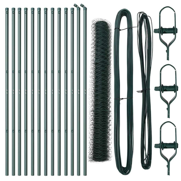 Reja con postes Verde 1.4 x 25 m Acero recubierto de PVC M 2