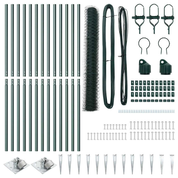 Reja con postes Verde 1.4 x 25 m Acero recubierto de PVC M 5