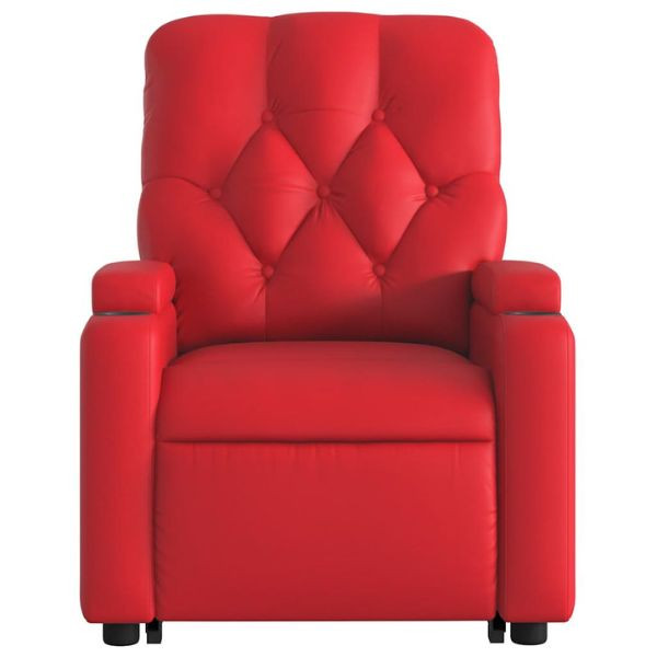 Sillón de majaje elevable eléctrico cuero artificial rojo M 2