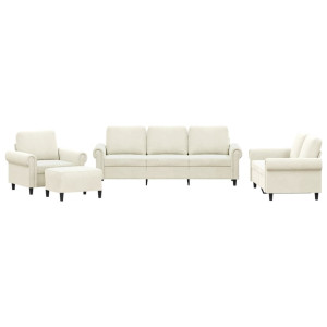Juego de sofás con cojines 4 piezas terciopelo crema H