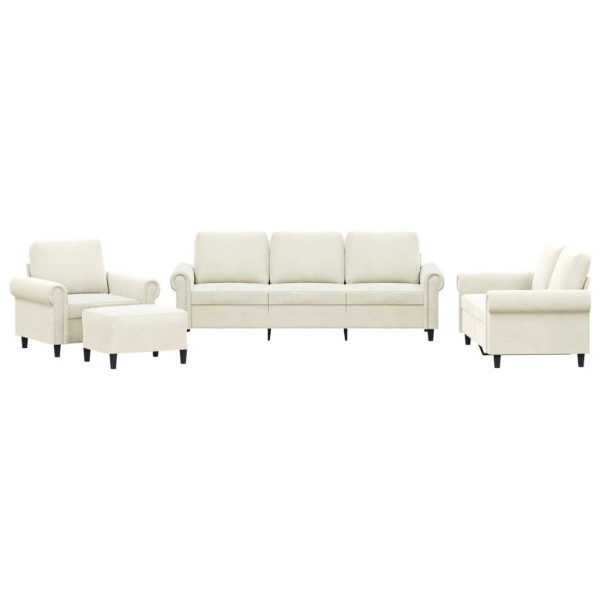 Juego de sofás con cojines 4 piezas terciopelo crema M 2