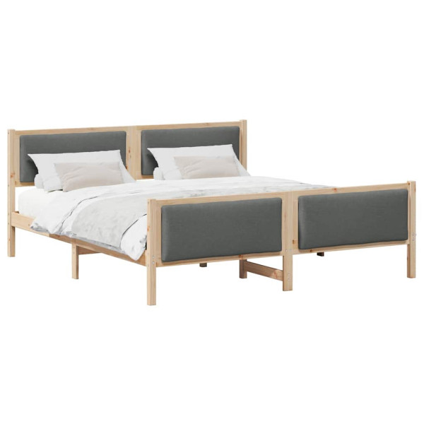 Estructura de cama con cabecera Gris oscuro 200 x 200 cm tela M 3