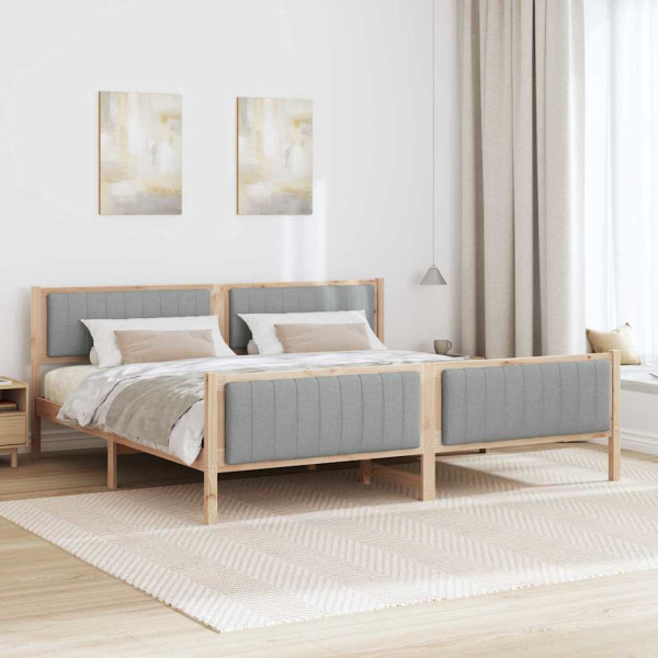 Estructura de cama Marrón y gris claro 200 x 200 cm M 4