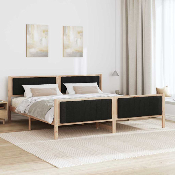 Estructura de cama con cabecera Marrón y negro 200 x 200 cm M 4