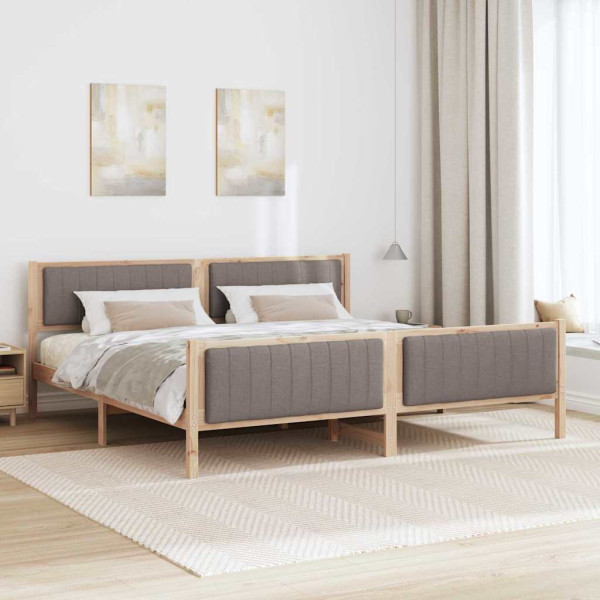Estructura de cama con cabecera Marrón y taupe 200 x 200 cm M 4