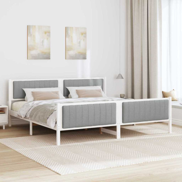 Estructura de cama con cabecera y gris claro 200 x 200 cm M 4