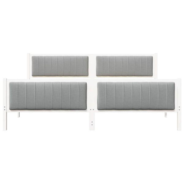 Estructura de cama con cabecera y gris claro 200 x 200 cm M 5
