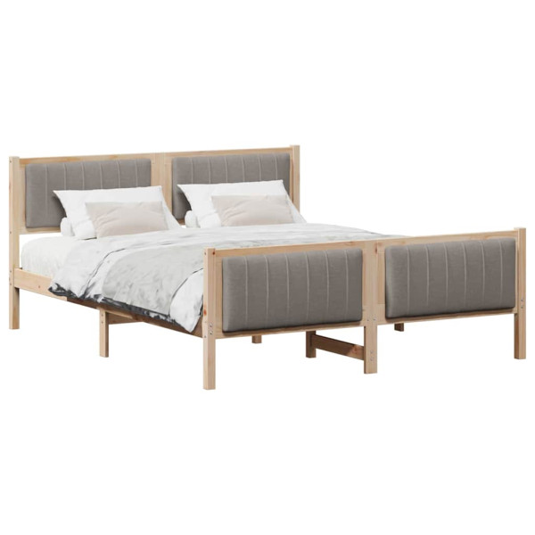 Estructura de cama con cabecera Marrón y taupe 150 x 200 cm M 3