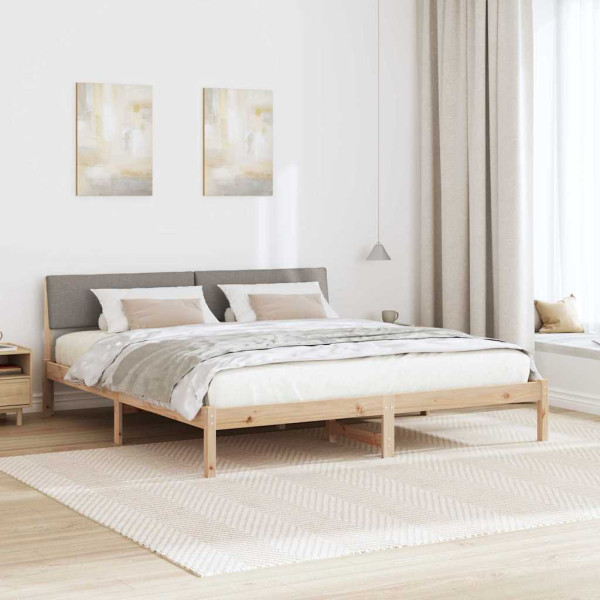 Estructura de cama con cabecera Marrón y taupe 200 x 200 cm M 4