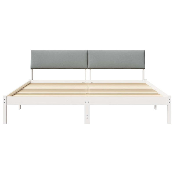 Estructura de cama con cabecera y gris claro 200 x 200 cm M 5