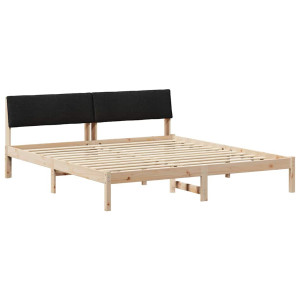 Estructura de cama con cabecera Marrón y negro 180 x 200 cm H